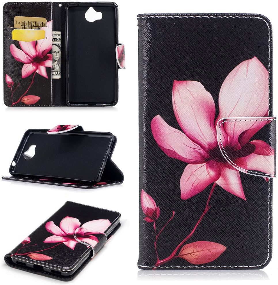 Huawei Y6 (2017) Portemonnee Flip Hoesje Print Bloem afbeelding 4