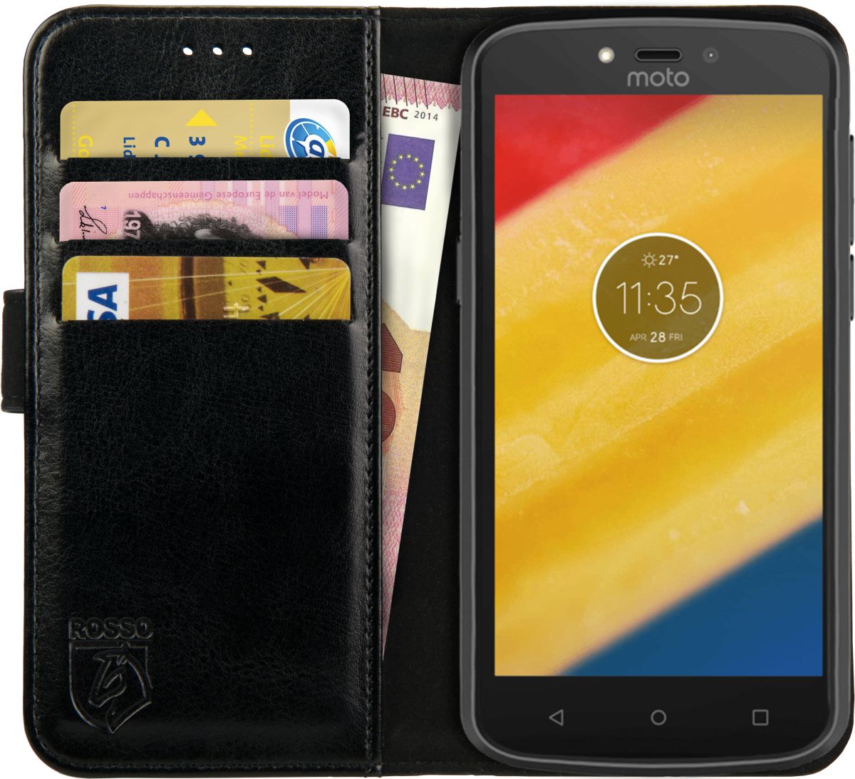 Rosso Element Motorola Moto C Plus Hoesje Book Cover Zwart afbeelding 13