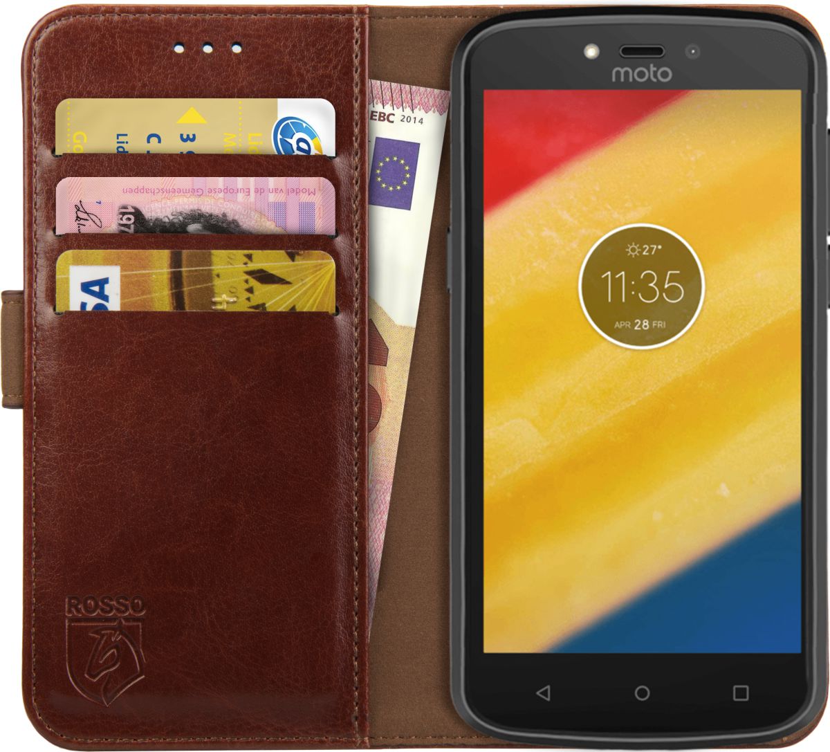 Rosso Element Motorola Moto C Plus Hoesje Book Cover Bruin afbeelding 1