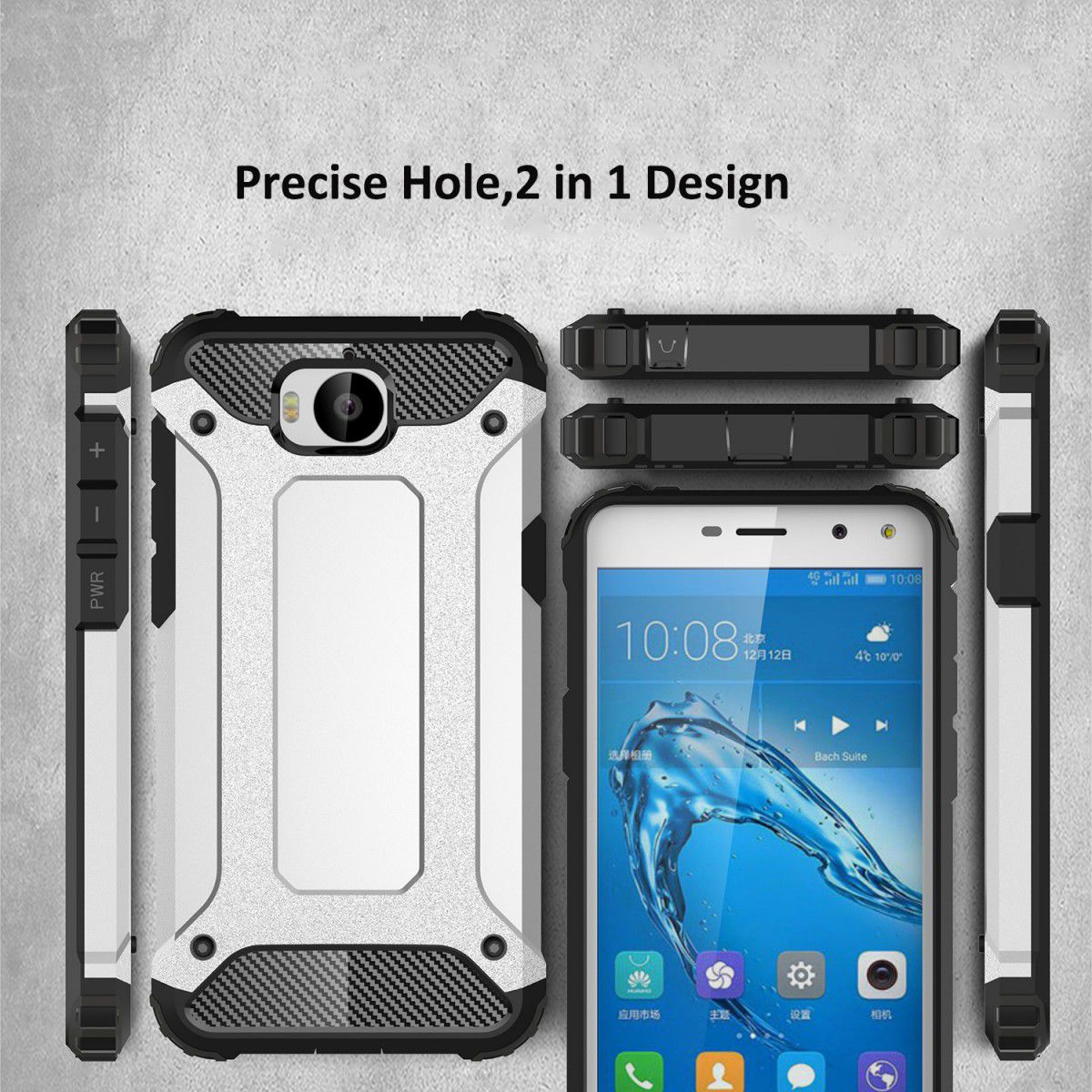 Huawei Y6 (2017) Hybride Hoesje Zwart afbeelding 4