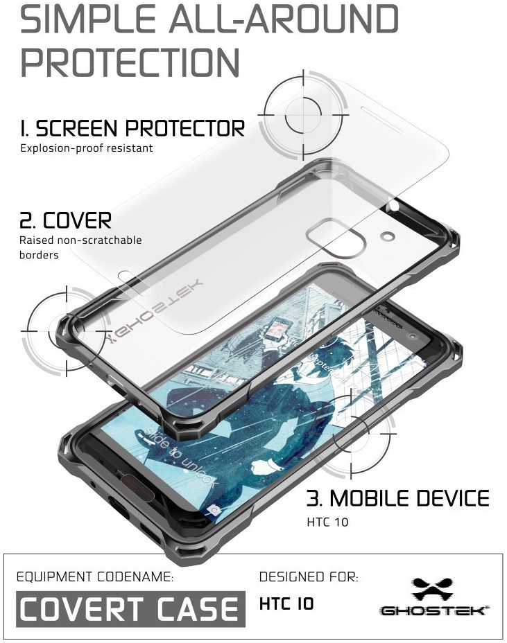 Ghostek Covert Transparant Hoesje HTC 10 Grijs afbeelding 3