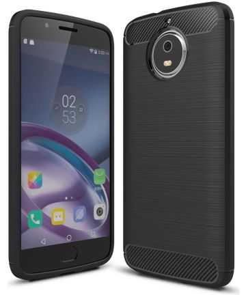 Motorola Moto G5S Geborsteld TPU Hoesje Zwart Hoesjes