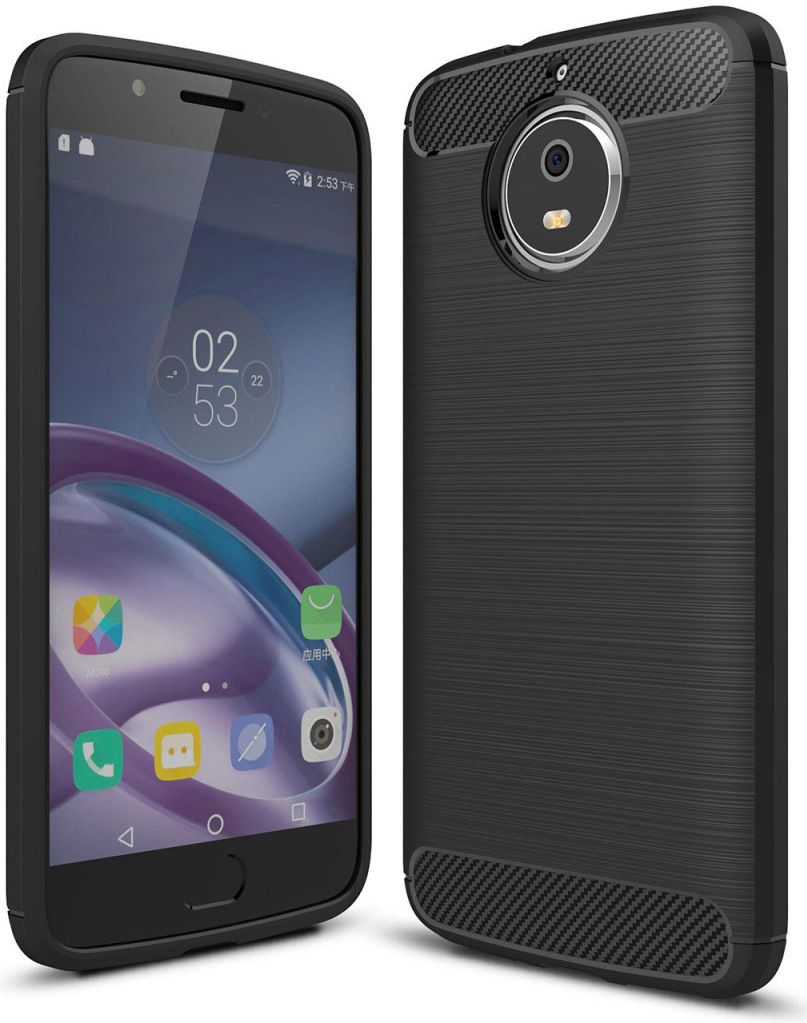 Motorola Moto G5S Geborsteld TPU Hoesje Zwart afbeelding 1