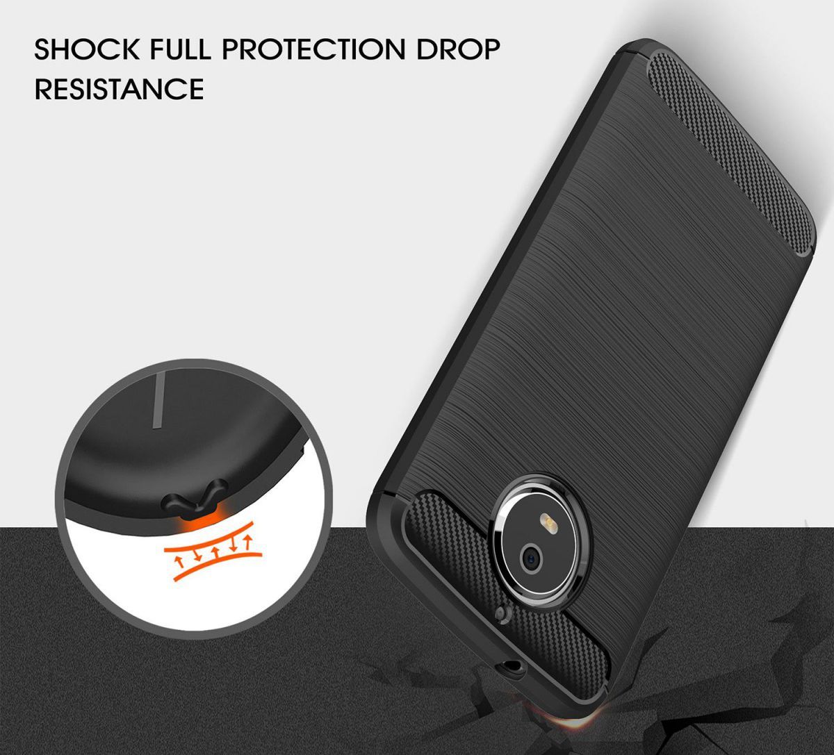 Motorola Moto G5S Geborsteld TPU Hoesje Zwart afbeelding 2