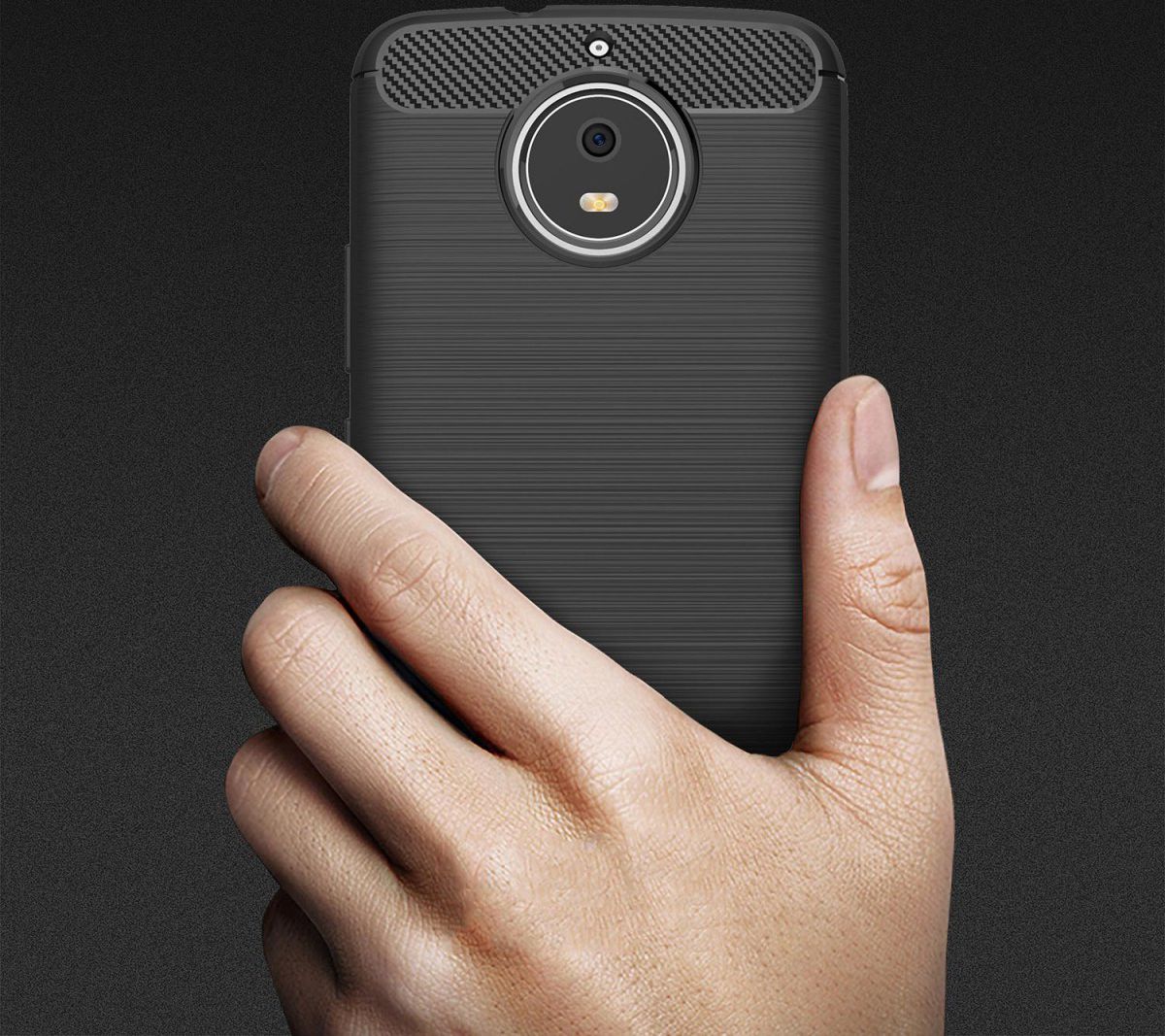 Motorola Moto G5S Geborsteld TPU Hoesje Zwart afbeelding 5