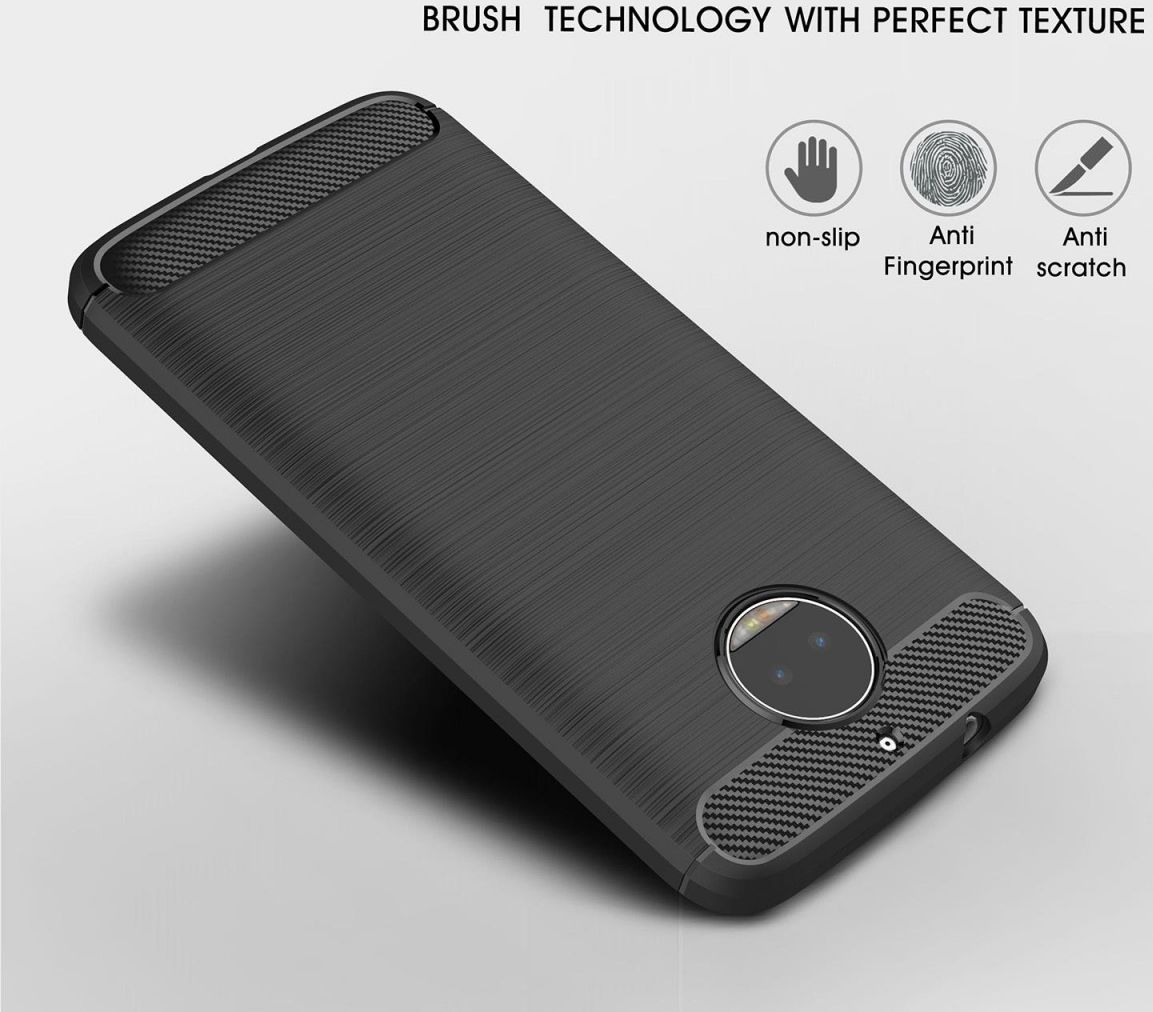 Motorola Moto G5S Plus Geborsteld TPU Hoesje Zwart afbeelding 4