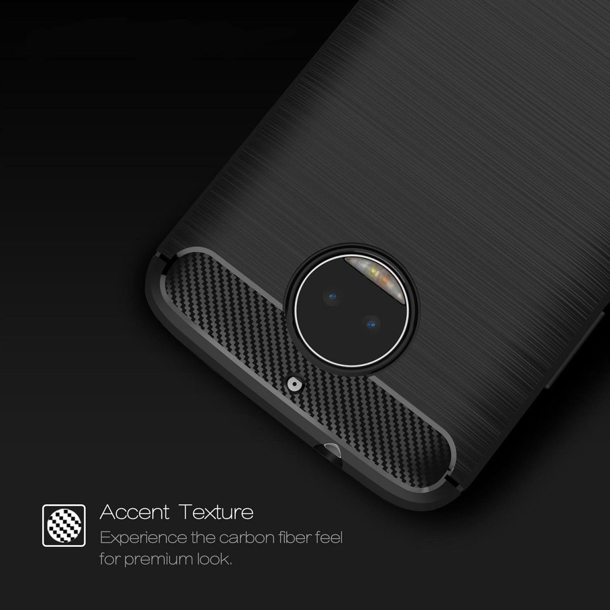 Motorola Moto G5S Plus Geborsteld TPU Hoesje Zwart afbeelding 5