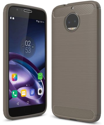 Motorola Moto G5S Plus Geborsteld TPU Hoesje Grijs Hoesjes