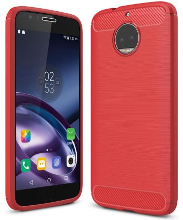 Motorola Moto G5S Plus Geborsteld TPU Hoesje Rood Hoesjes