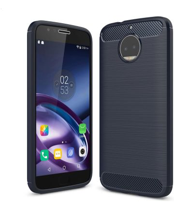 Motorola Moto G5S Plus Geborsteld TPU Hoesje Blauw Hoesjes