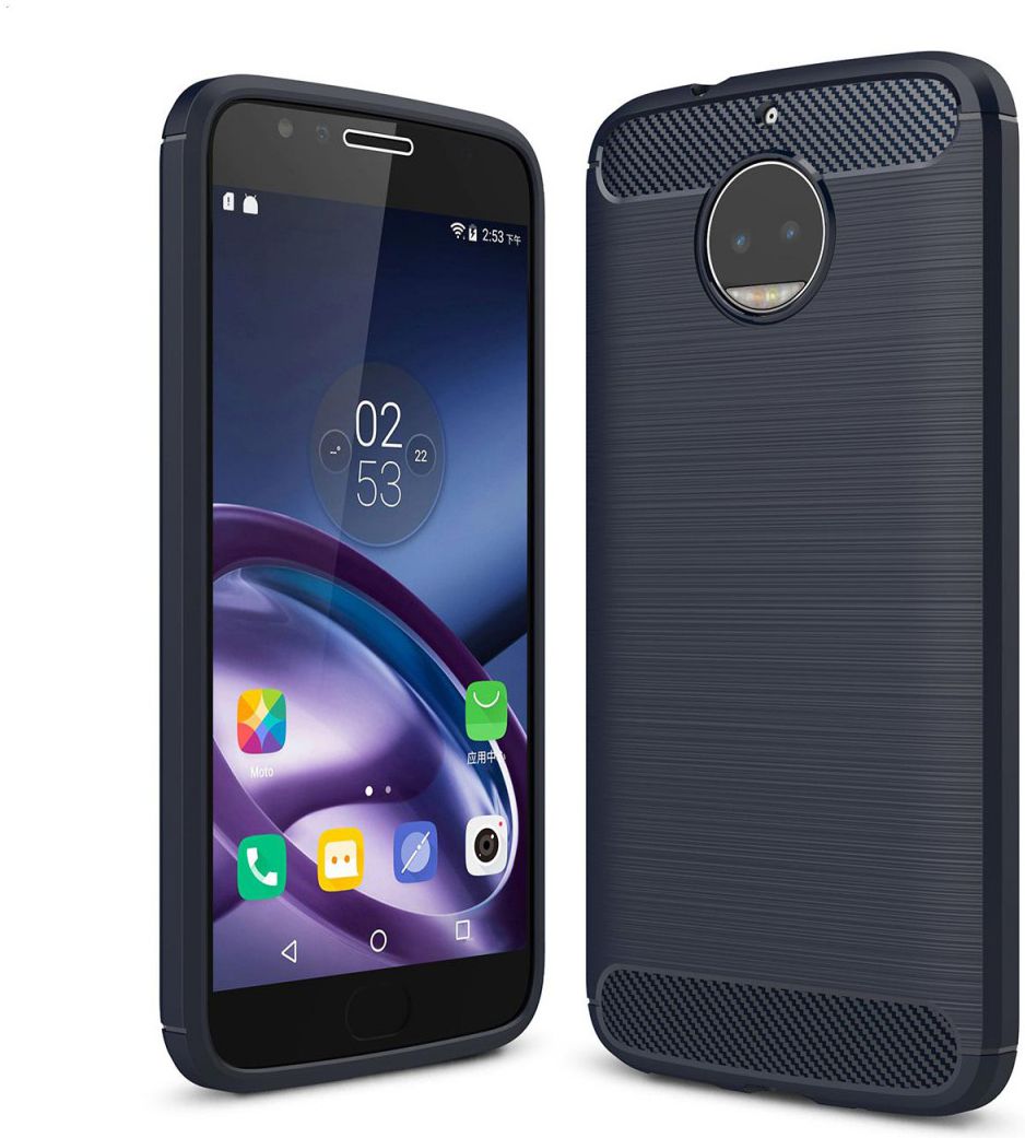 Motorola Moto G5S Plus Geborsteld TPU Hoesje Blauw afbeelding 1