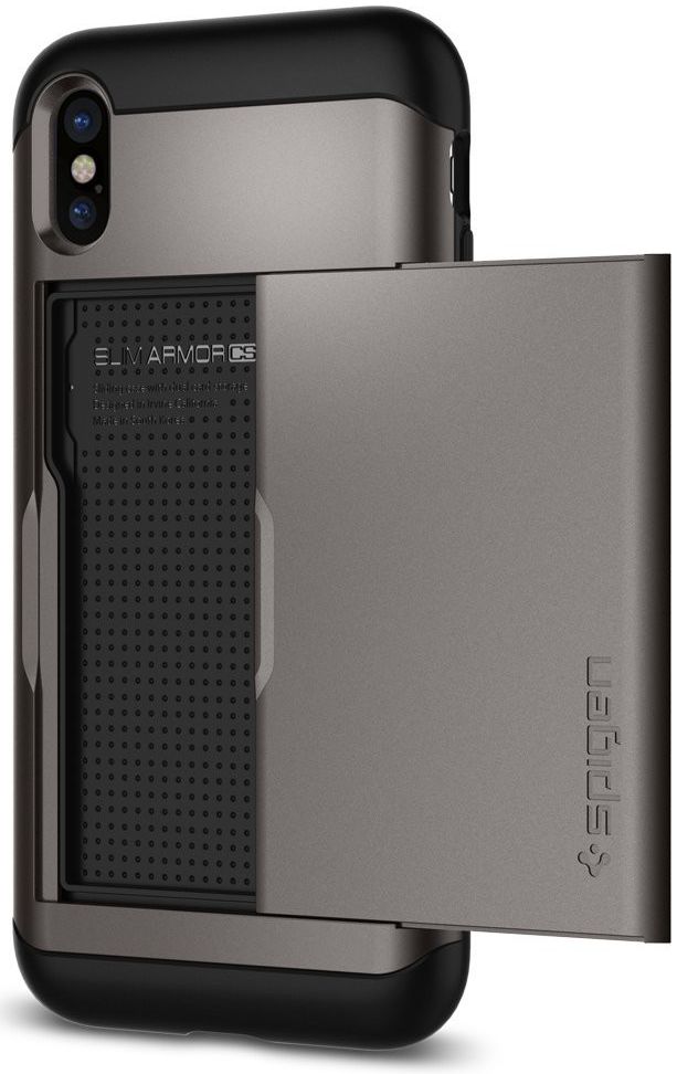 Spigen Slim Armor Card Slot Apple iPhone X Gunmetal afbeelding 1