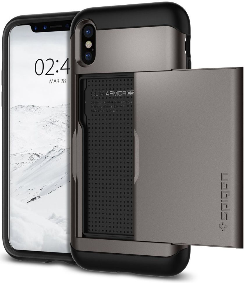 Spigen Slim Armor Card Slot Apple iPhone X Gunmetal afbeelding 3
