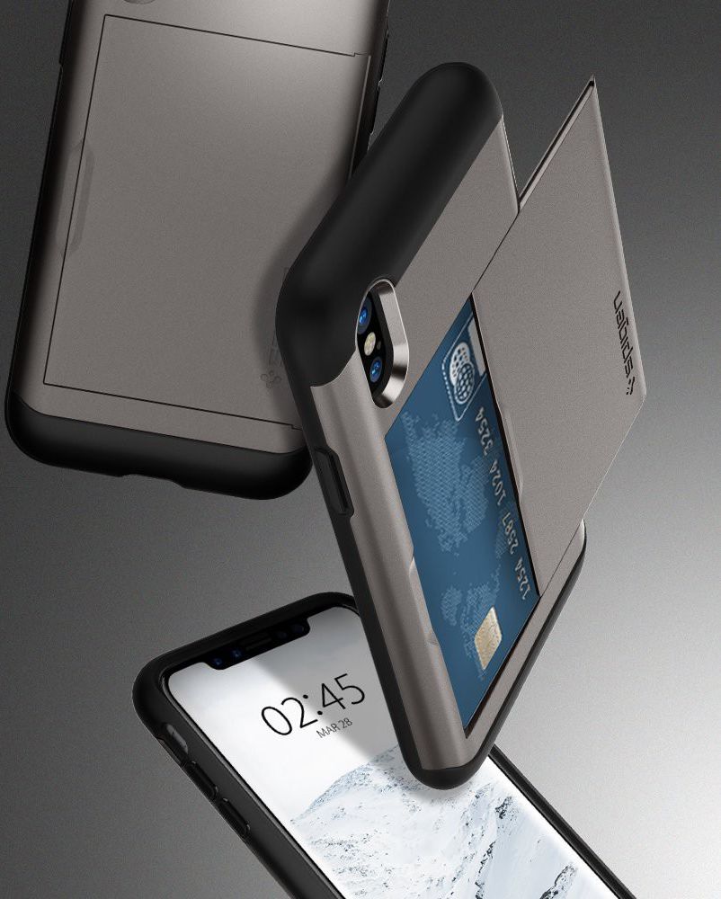 Spigen Slim Armor Card Slot Apple iPhone X Gunmetal afbeelding 4