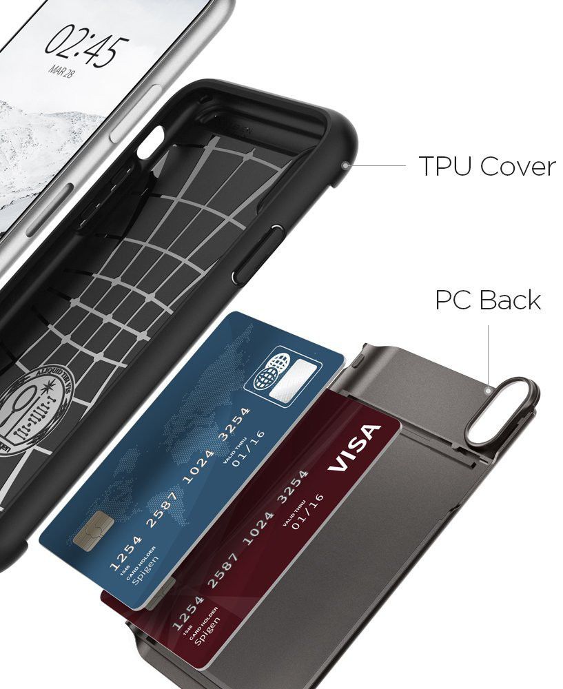 Spigen Slim Armor Card Slot Apple iPhone X Gunmetal afbeelding 6
