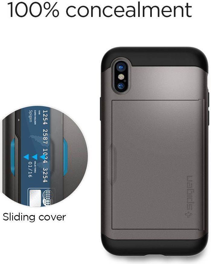 Spigen Slim Armor Card Slot Apple iPhone X Gunmetal afbeelding 7