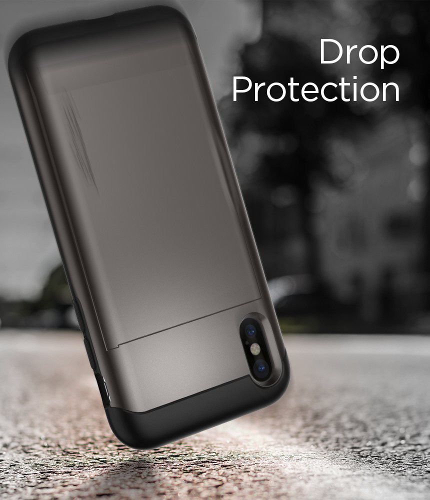 Spigen Slim Armor Card Slot Apple iPhone X Gunmetal afbeelding 8
