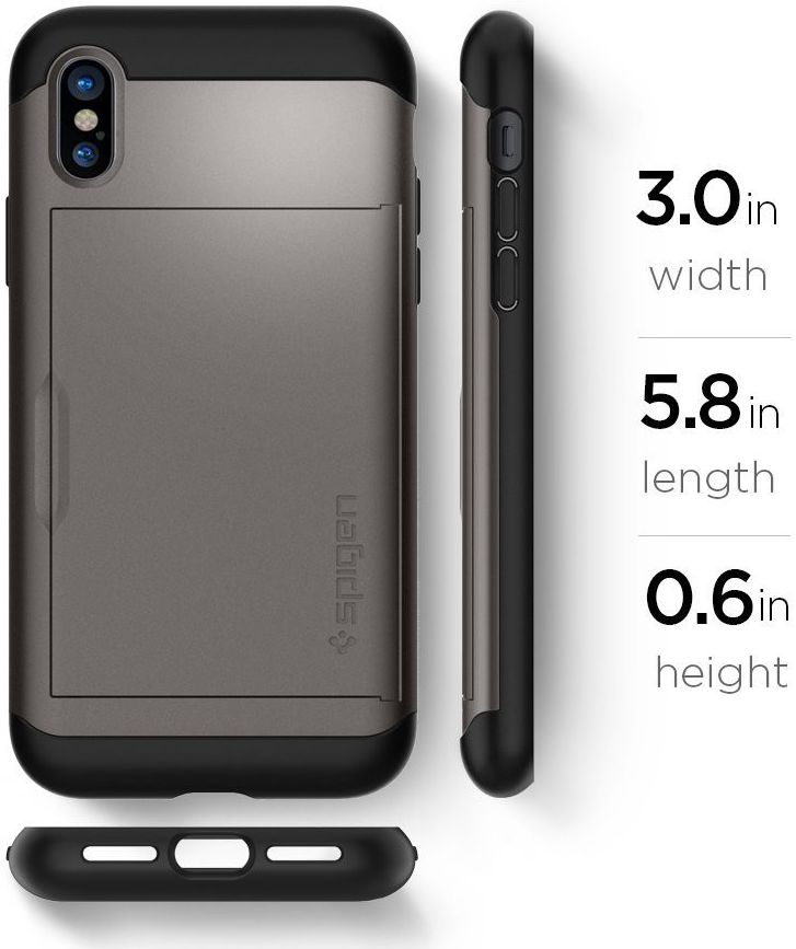 Spigen Slim Armor Card Slot Apple iPhone X Gunmetal afbeelding 9