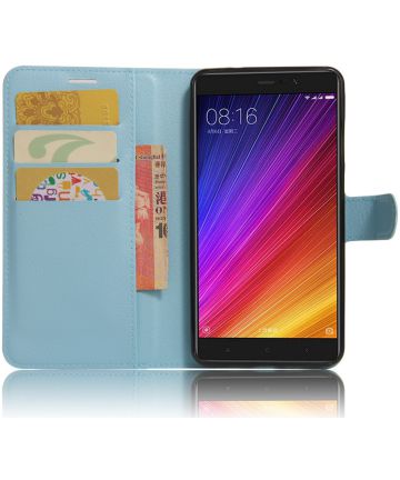 Xiaomi Mi 5s Plus Lychee Portemonnee Hoesje Blauw Hoesjes