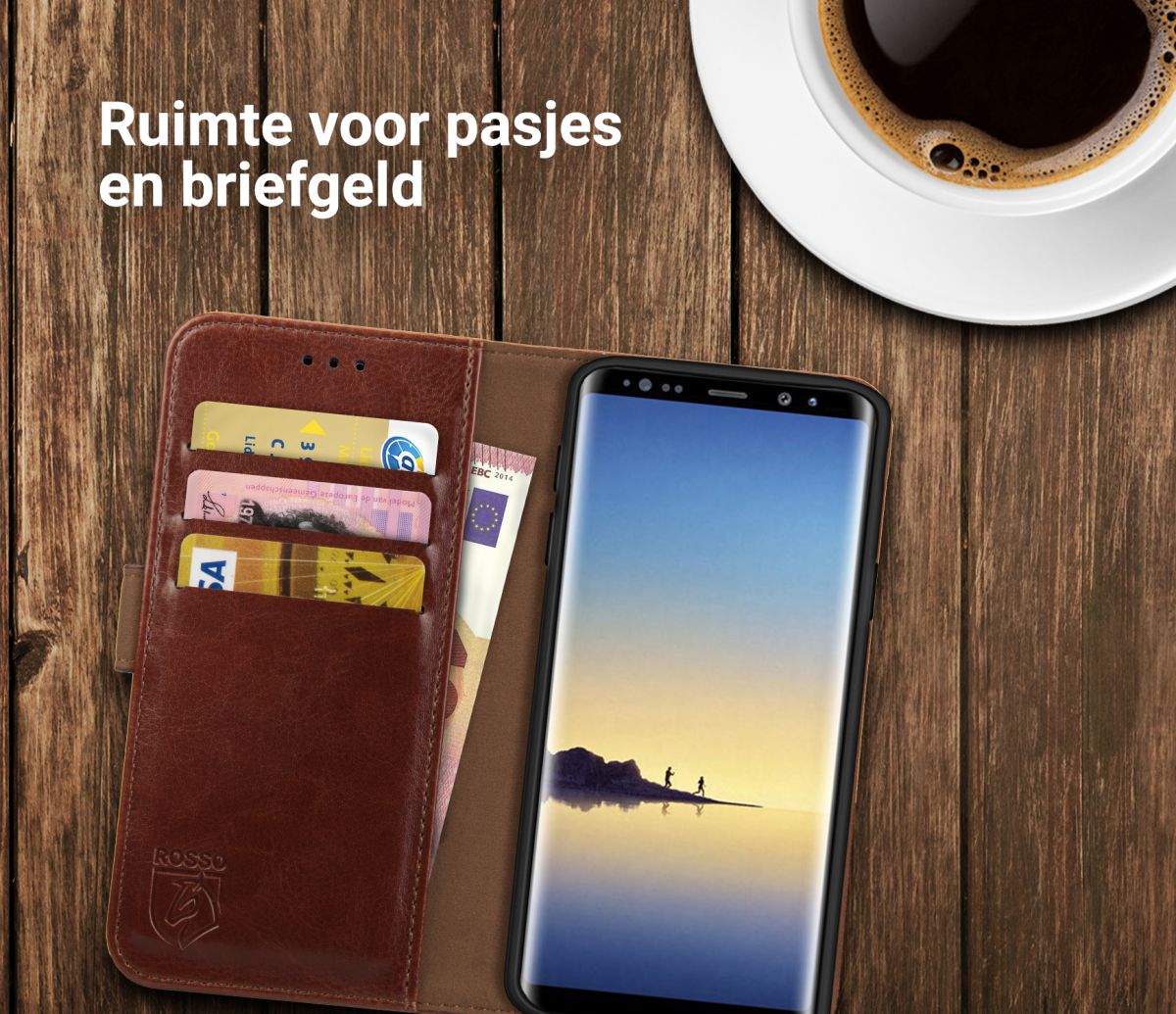 Rosso Element Samsung Galaxy Note 8 Hoesje Book Cover Bruin afbeelding 5