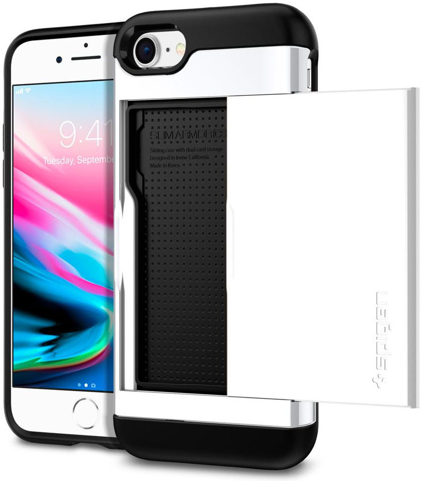 Spigen Slim Armor Card Holder Case Apple iPhone 7 / 8 White afbeelding 1