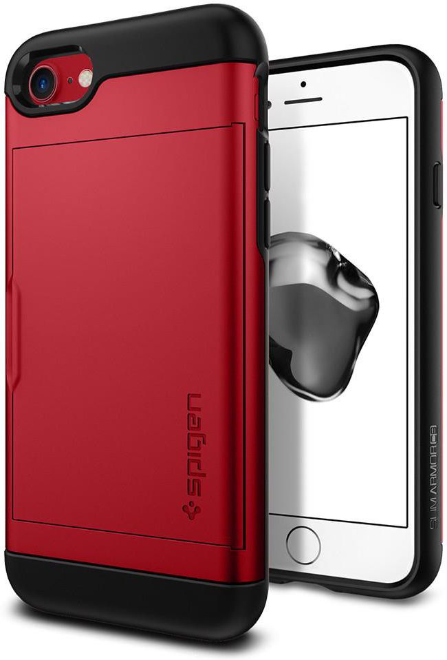 Spigen Slim Armor Card Holder Case Apple iPhone 7 / 8 Red afbeelding 1
