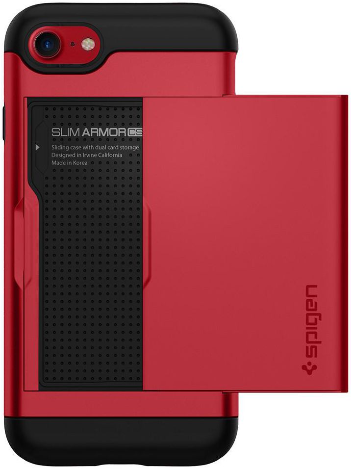 Spigen Slim Armor Card Holder Case Apple iPhone 7 / 8 Red afbeelding 2