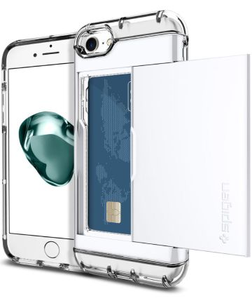 Spigen Crystal Wallet Hoesje Apple iPhone 7 / 8 Jet White Hoesjes