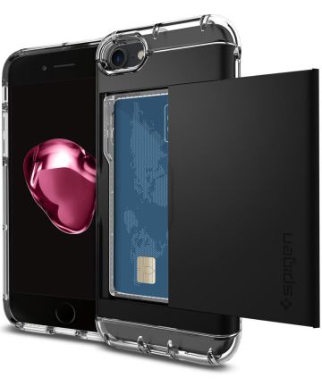 Spigen Crystal Wallet Hoesje Apple iPhone 7 / 8 Black Hoesjes