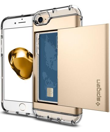 Spigen Crystal Wallet Hoesje Apple iPhone 7 / 8 Gold Hoesjes