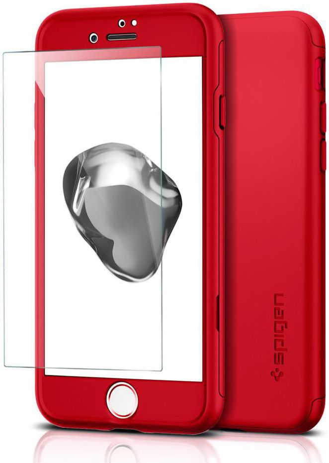 Spigen Thin Fit  360 Case Apple iPhone 7 / 8 Rood afbeelding 2