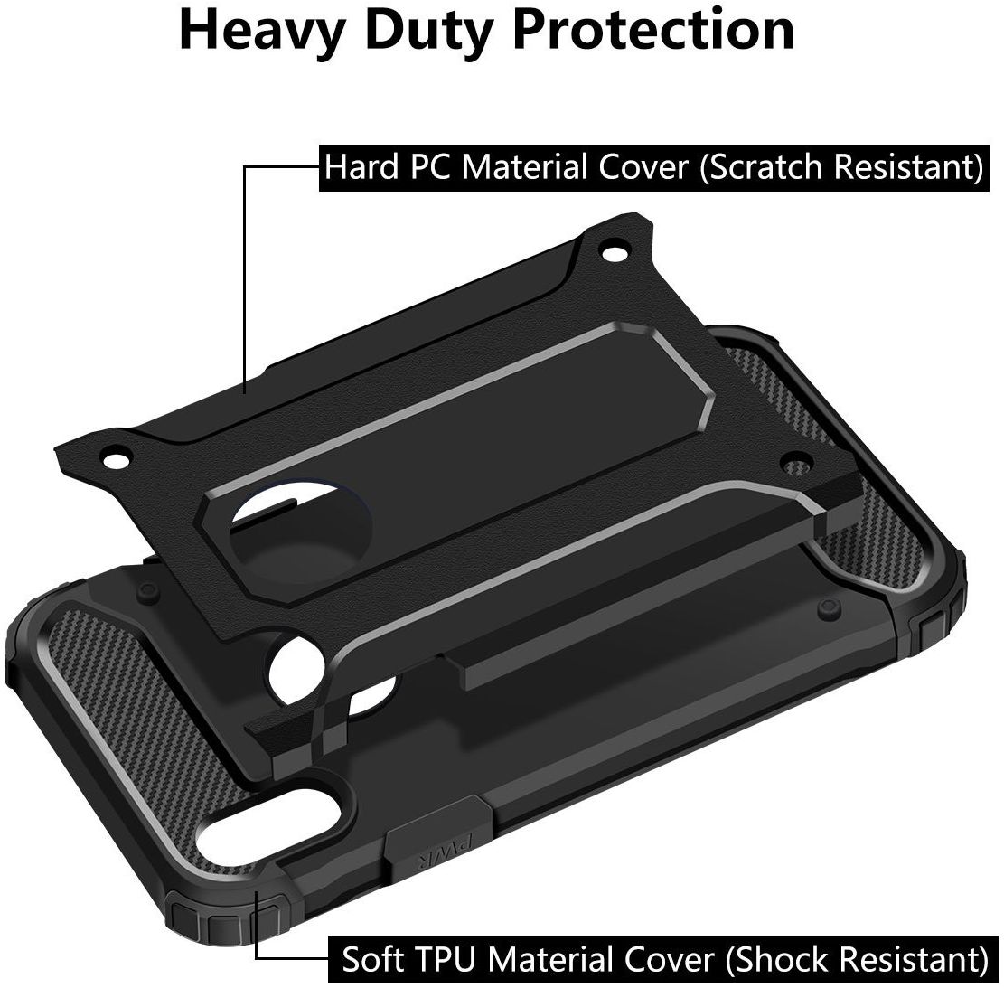 Apple IPhone X/XS Hoesje Shock Proof Hybride Backcover Zwart afbeelding 6