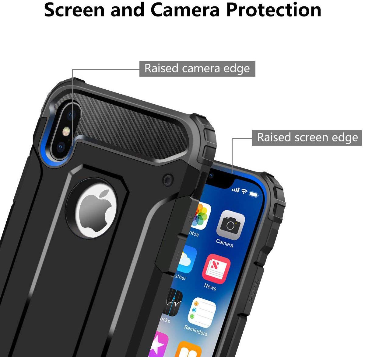 Apple IPhone X/XS Hoesje Shock Proof Hybride Backcover Zwart afbeelding 7