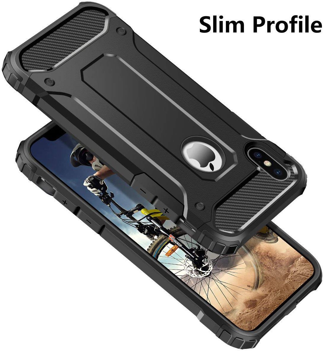 Apple IPhone X/XS Hoesje Shock Proof Hybride Backcover Zwart afbeelding 8