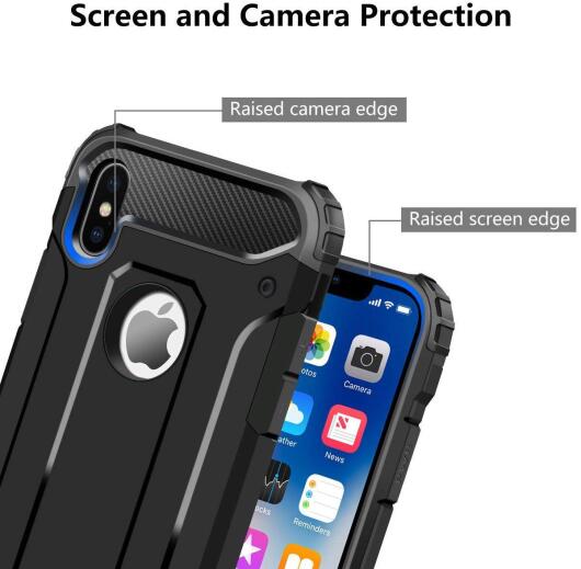 Apple IPhone X/XS Hoesje Shock Proof Hybride Backcover Zwart afbeelding 7