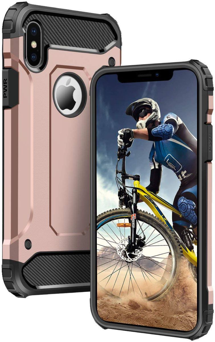 Apple iPhone X Schokbestendig Hybride Hoesje Roze Goud afbeelding 1