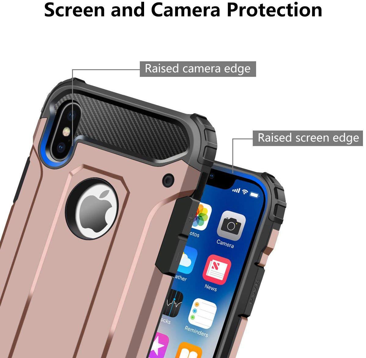 Apple iPhone X Schokbestendig Hybride Hoesje Roze Goud afbeelding 5