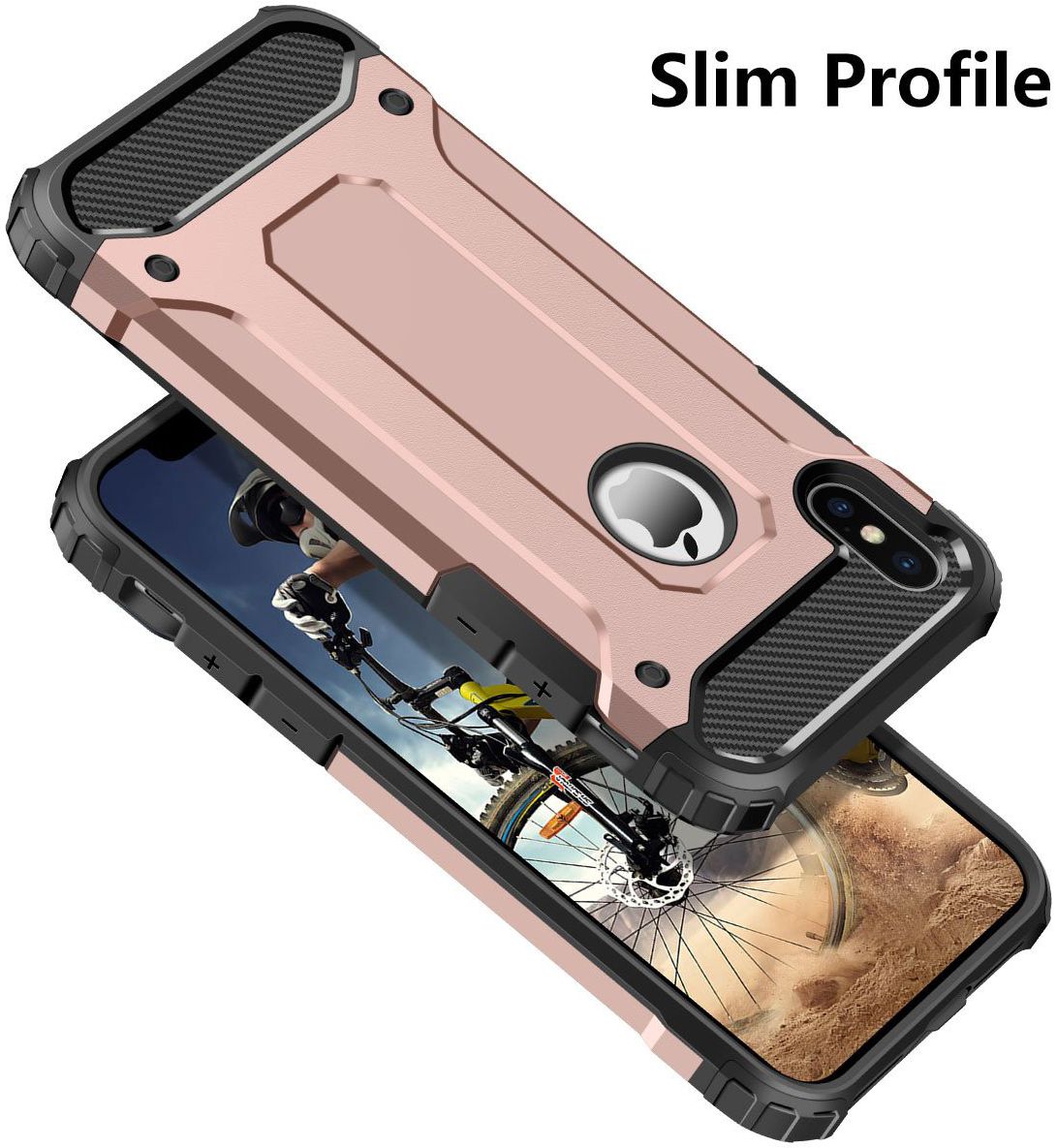 Apple iPhone X Schokbestendig Hybride Hoesje Roze Goud afbeelding 7