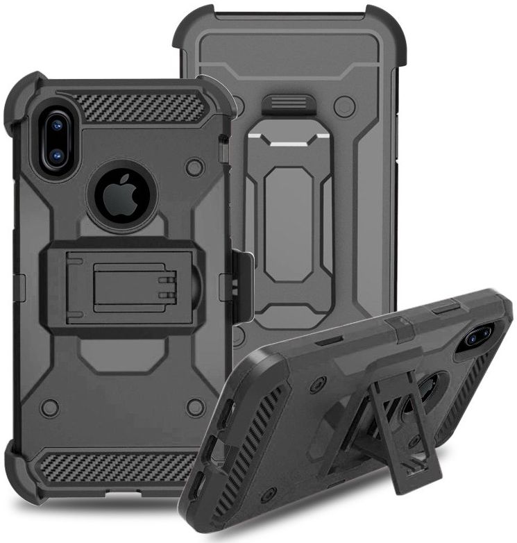 Apple iPhone X Hybride Kickstand Hoesje Zwart afbeelding 1