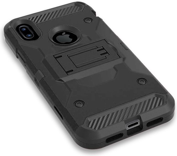 Apple iPhone X Hybride Kickstand Hoesje Zwart afbeelding 4