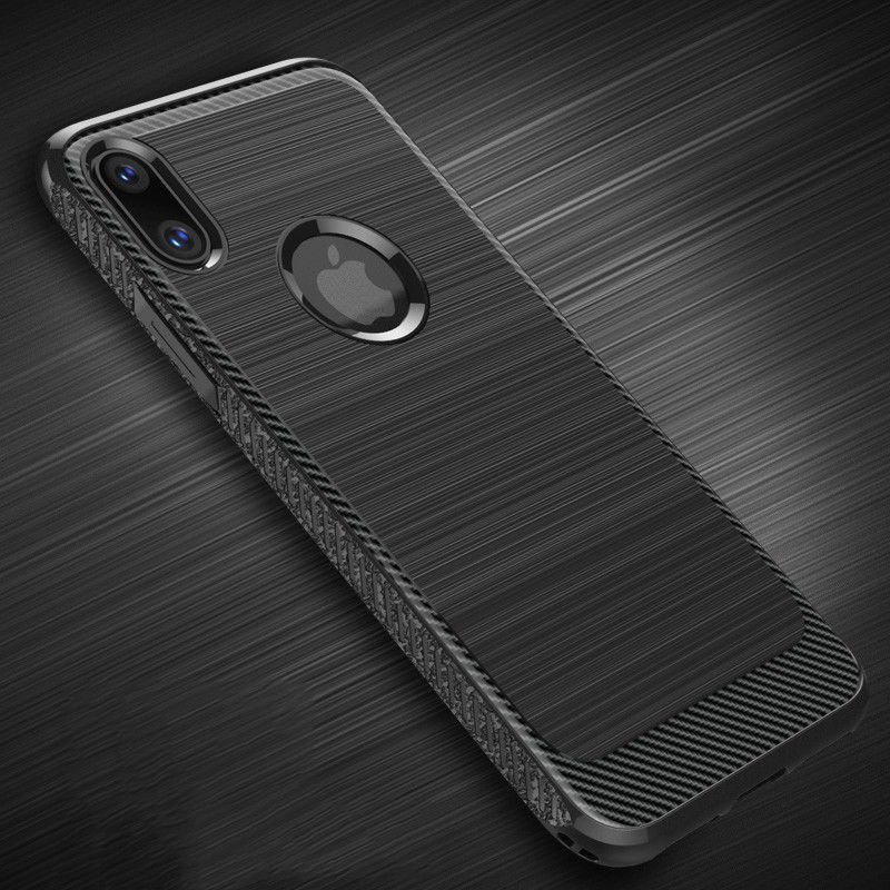 Apple iPhone X Robuust Geborsteld TPU Hoesje Zwart afbeelding 7