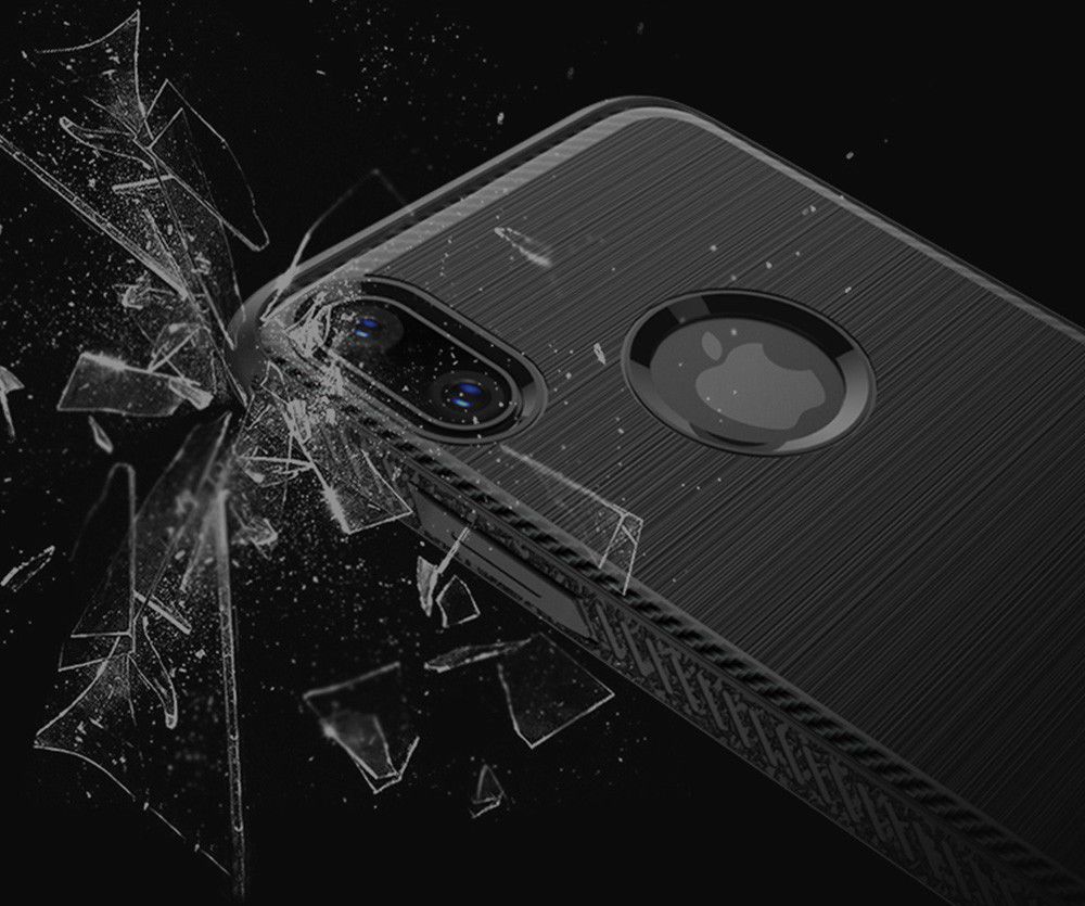 Apple iPhone X Robuust Geborsteld TPU Hoesje Zwart afbeelding 8