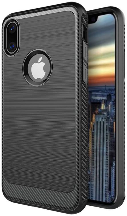 Apple iPhone X Robuust Geborsteld TPU Hoesje Zwart afbeelding 1