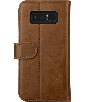 Deluxe Samsung Galaxy Note 8 Hoesje Echt Leer Book Case Bruin |