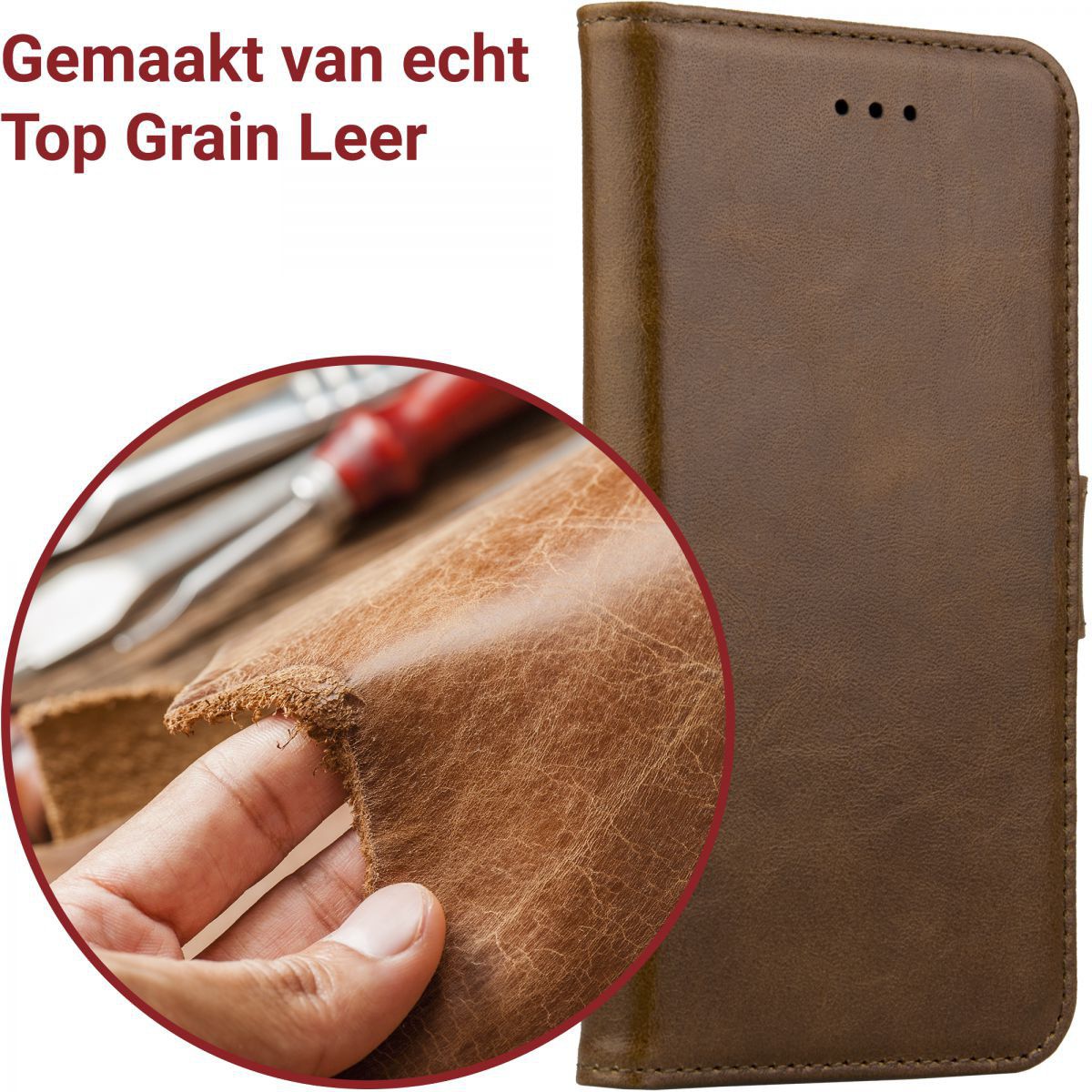 Rosso Deluxe Samsung Galaxy Note 8 Hoesje Echt Leer Book Case Bruin afbeelding 8