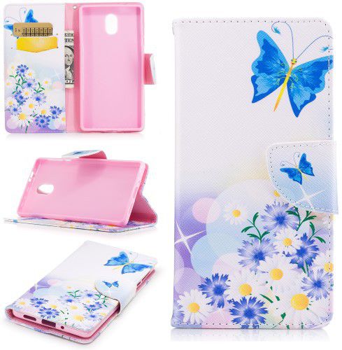 Nokia 3 Portemonnee Hoesje Print Bloemen &amp; Vlinder afbeelding 8