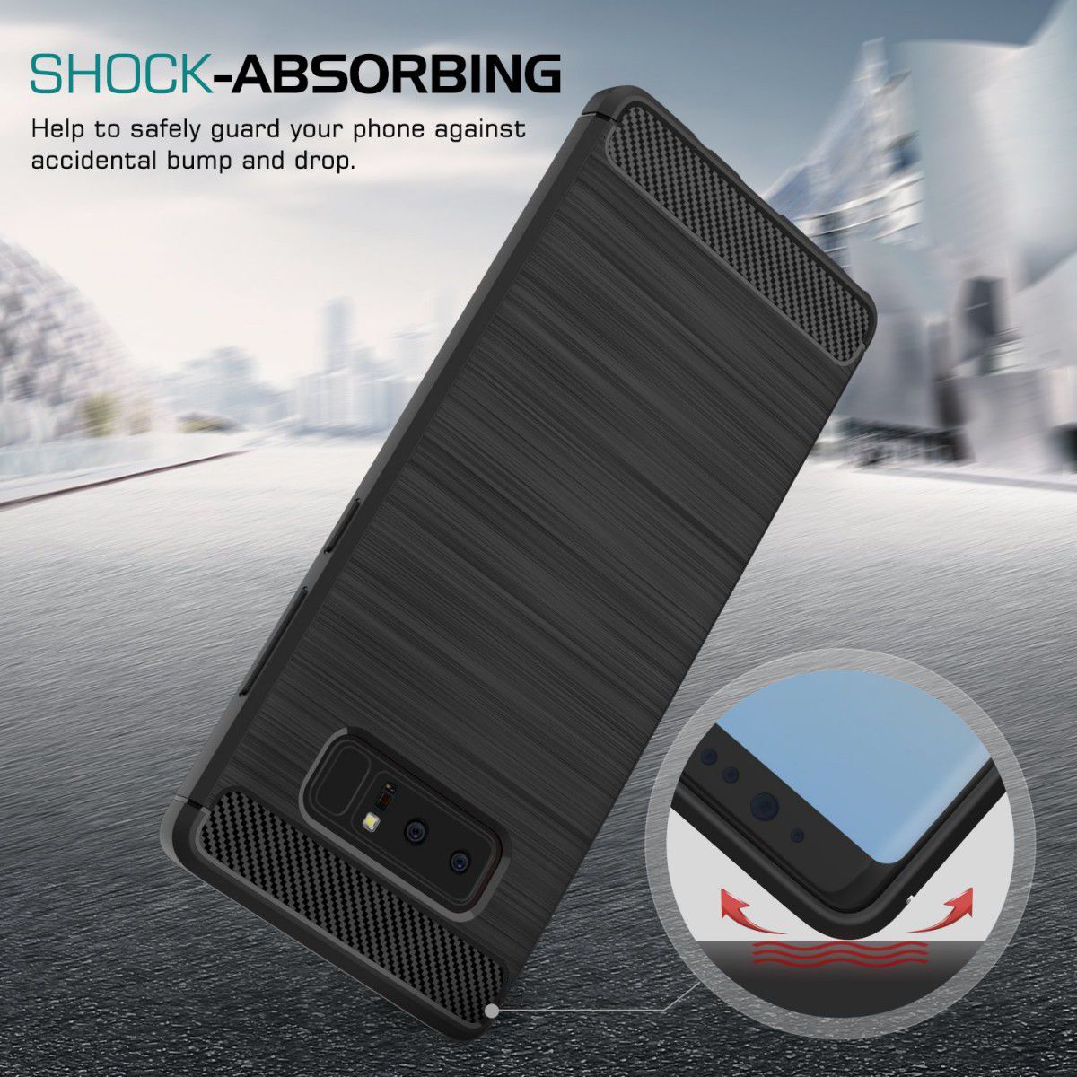 Samsung Galaxy Note 8 Geborsteld TPU Hoesje Zwart afbeelding 4