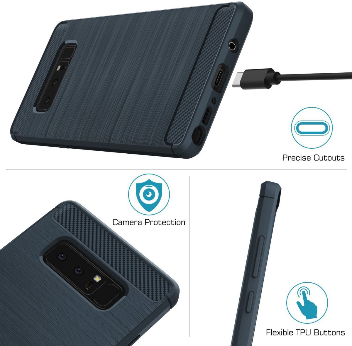 Samsung Galaxy Note 8 Geborsteld TPU Hoesje Blauw afbeelding 4