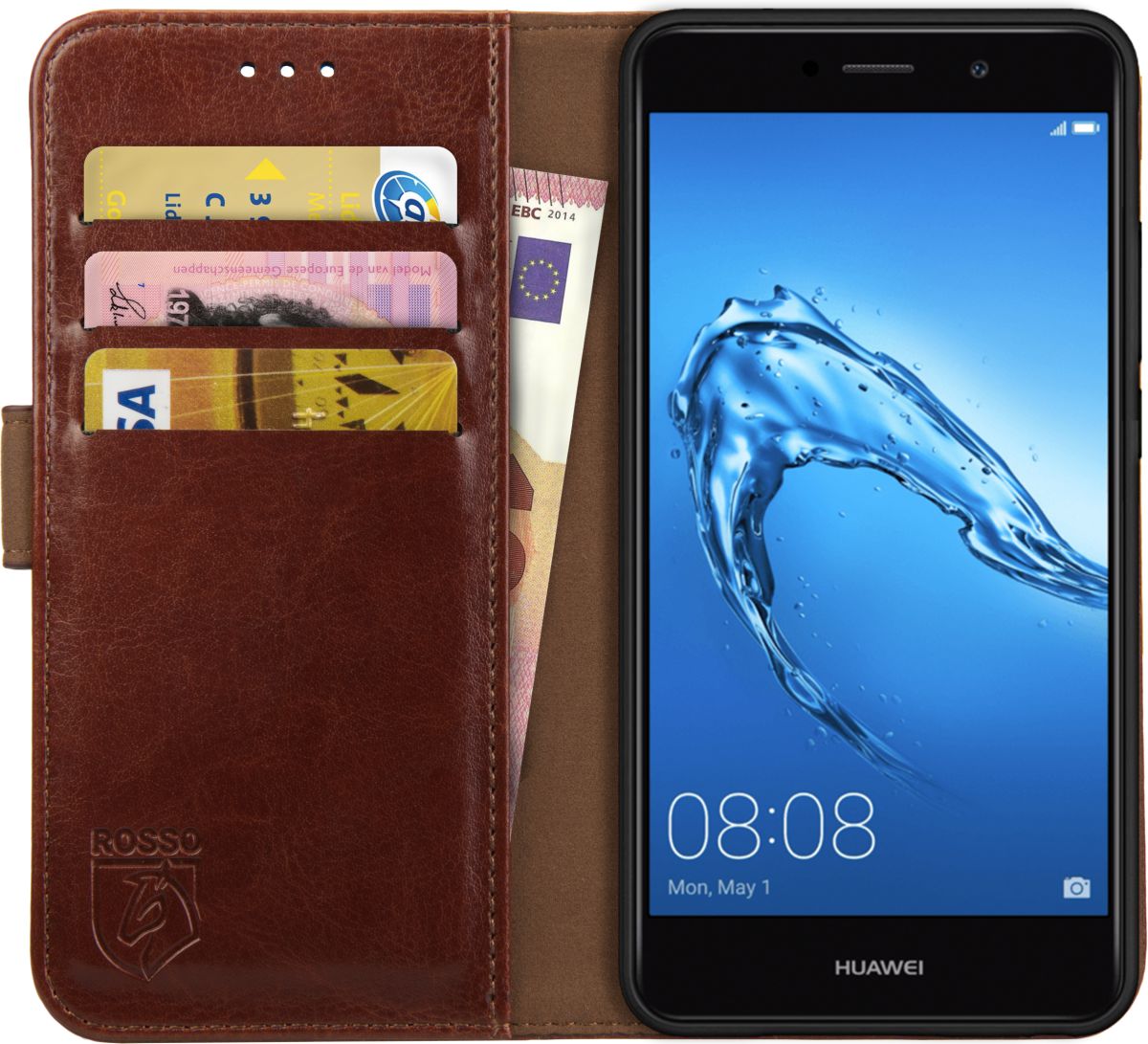 Rosso Element Huawei Y7 (2017) Hoesje Book Cover Bruin afbeelding 1