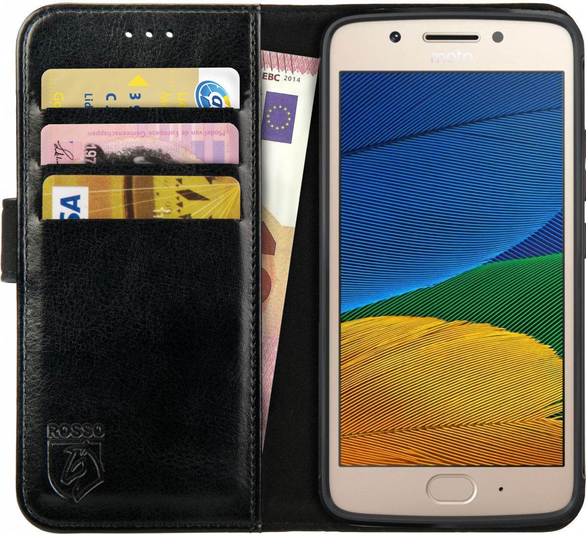 Rosso Element Motorola Moto G5s Hoesje Book Cover Zwart afbeelding 1